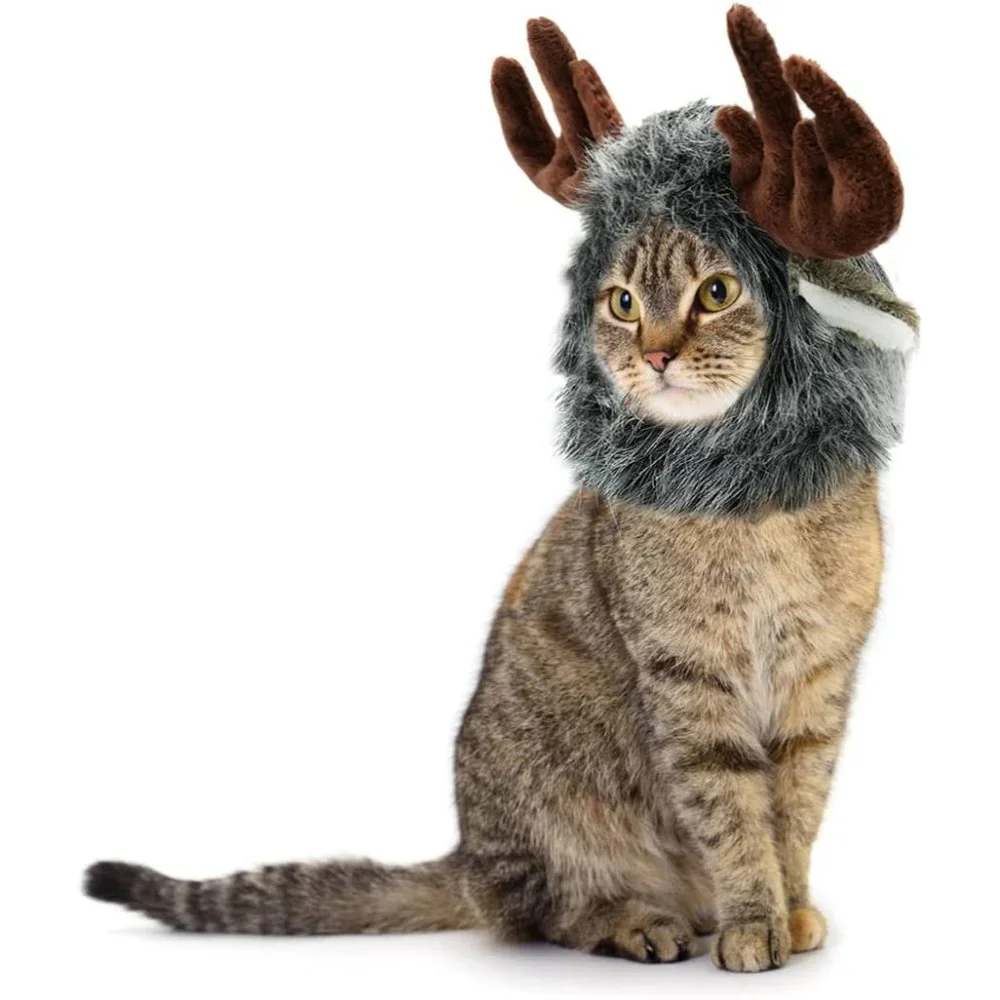 Onmygogo Lion Mane Wig for Cats and Dogs, Funny Pet Cat Costumes for Halloween C